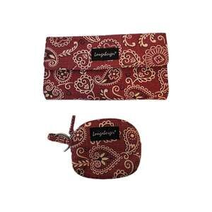 Longaberger Womens Wallet Billfold & Coin Purse Bandana Red 7.5” x4"